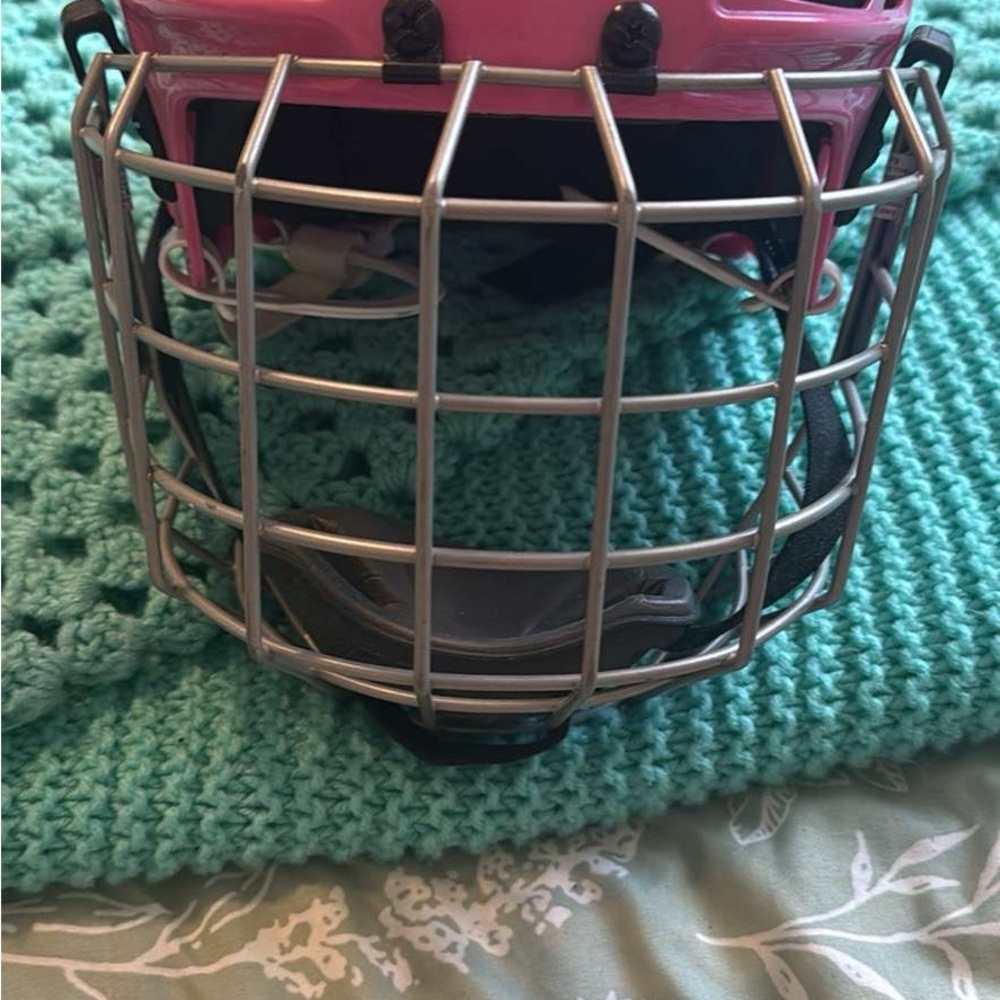 Bauer Pink and Silver Hockey Helmet